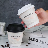 Gobelet à café blanc à emporter Newsense avec logo personnalisé, double paroi, en papier kraft recyclé, 16 oz, avec couvercle ondulé, écologique et biodégradable