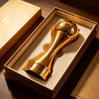 Trophée de football en métal sur mesure de luxe 48 cm avec miroir argenté, prix de la Ligue des Champions, avec échantillon rapide en 15 jours