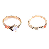 Bague Feuille d'Érable Plaqué Or 18K en Acier Inoxydable Étanche et Inaltérable, Marque Fanhua, Tendance et Élégante