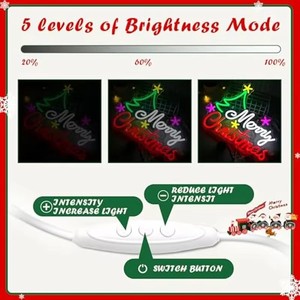 Letrero Luminoso de Neón de Feliz Navidad, Árbol de Navidad Atenuable, Letrero Luminoso LED Vibrante para Decoración de Paredes, Ventanas, Cuartos de Hombre, Dormitorios, Bodas - Product Image 6