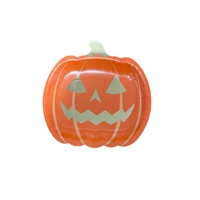 Assiettes en papier jetables en forme de citrouille d'Halloween, 7 pouces, imperméables, imprimées sur mesure, 10 pièces/sac, pour fête, couleur orange citrouille, vente en gros