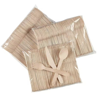 Ensemble de couverts jetables en bois écologiques et compostables, fourchette, couteau, cuillère en bois pour les fêtes et les pique-niques