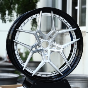 ล้ออะลูมิเนียมฟอร์จ 2 ชิ้น รุ่นใหม่ HTOR S3-X4 ขนาด 18-21 นิ้ว 5x112/120 สีเงิน หน้าลายหลายก้าน สีดำ 25 มม. - Product Image 2
