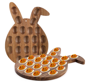 ที่ใส่ไข่21หลุมภาชนะถาดไข่ deviled ที่ทำจากไม้ผู้ถือไข่ deviled สำหรับ countertop อีสเตอร์ - Product Image 1