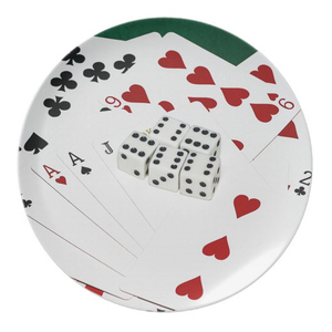 Piatto in Melamina Tematico Poker e Dadi, Piatto Stampato per Snack per Giochi e Carte - Product Image 1