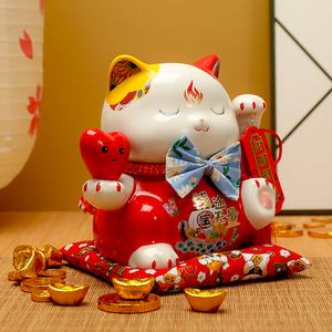 Gato <span class=keywords><strong>de</strong></span> la Suerte <span class=keywords><strong>de</strong></span> Cerámica Blanca con Movimiento <span class=keywords><strong>de</strong></span> Manos, 7.5 Pulgadas, Eléctrico, Decoración para Tiendas, Precio Económico - Product Image 2