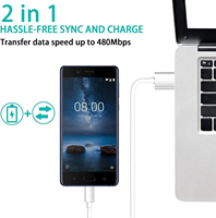 Vente en gros 1m 2m 2A Type C Micro Android Accessoires Charge Mobile USB Chargeur de données Câble de téléphone portable Blanc OEM