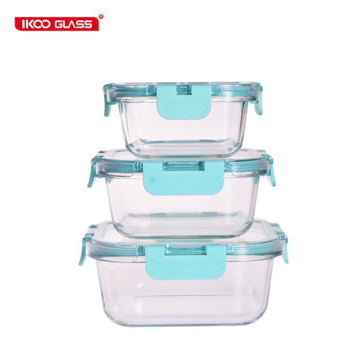 Micro-ondable haute borosilicate verre ensemble de récipient de stockage de nourriture boîtes