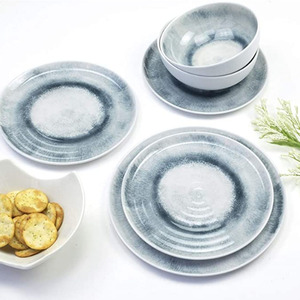 Vajilla de melamina, conjunto de vajilla de ondas azules para exterior/interior, servicio de colección para el hogar para 4, 12 piezas - Product Image 4