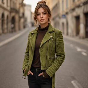 Woman Vintage Fashion <b>Leather</b> Coat Casual Shacket Windproof Zipper Pockets Goat <b>Leather</b> <b>Jacket</b> Zipper Closure <b>Winter</b> - Product Image 4