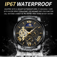 Montre chronographe automatique pour homme MOHDNE, boîtier en alliage de zinc, bracelet en acier inoxydable, résistance à l'eau 30M, style business
