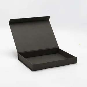 Custom Gift Box With Logo Embossed Rigid Book Shape Magnetic Closure Lid Gift Boxes Black Men Suit Clothing Packaging Box