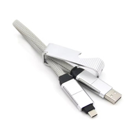 Câble de données USB 4-en-1 3A 60W à charge rapide, blindé, en alliage d'aluminium, Type-C, multi-chargeur, en nylon TPE, tendance 2026