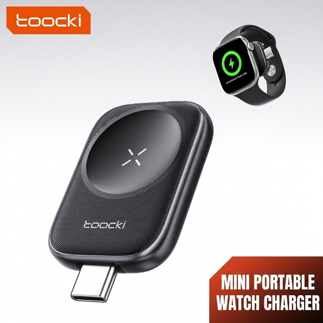 Mini Portable Magnetic Wireless Charger Watch Type-C Input/Output Compatible Series 1-9 & SE Ultra-Slim Travel Charging Dock