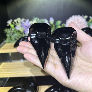 Оптовая продажа, натуральный хрустальный камень, ручной работы, черный обсидиан, птица, клюв, исцеляющий драгоценный камень, Ворон, черепа для украшения дома - Product Image 3