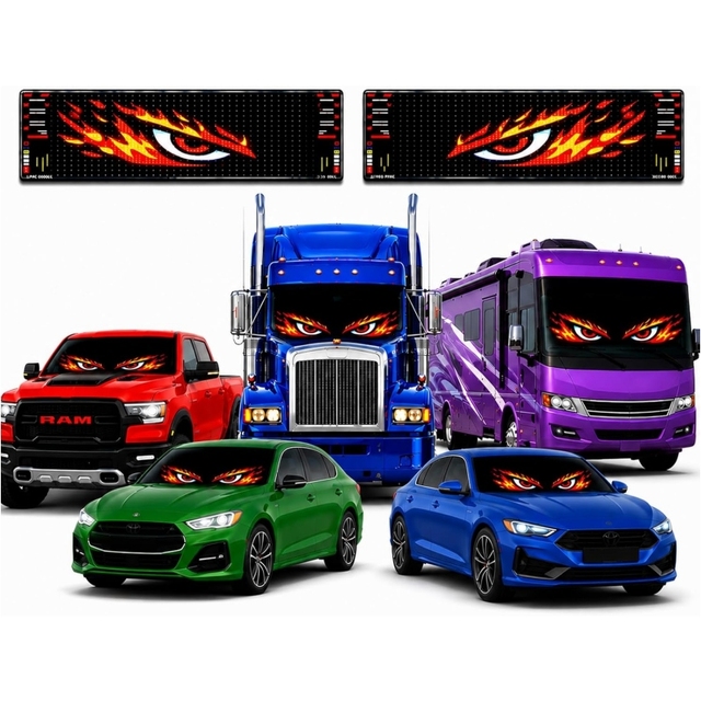 Car Devil Eyes Light Led Display Screen Windshield Eyes Car Led Sign Light up Window Panel Led Eyes for Truck Windshield