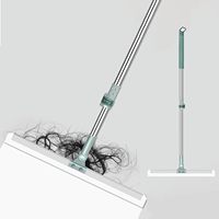 Serpillère à long manche en plastique, raclette multi-usages pour sols de salle de bain, nettoyant durable et écologique, anti-adhésif pour cheveux