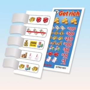 Billets de jeu à gratter 'Get Rich 5 Windows' avec design personnalisable facilement détachable, impression usine et languette de tirage porte-bonheur - Product Image 1