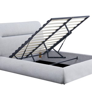 <span class=keywords><strong>Lit</strong></span> moderne en bois <span class=keywords><strong>blanc</strong></span> avec tête <span class=keywords><strong>de</strong></span> <span class=keywords><strong>lit</strong></span> capitonnée beige, personnalisable, grand rangement sous le <span class=keywords><strong>lit</strong></span>, mobilier <span class=keywords><strong>de</strong></span> chambre confortable - Product Image 5