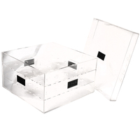 Boîte en acrylique personnalisée, vitrine transparente en acrylique, 5 boîtes latérales avec couvercle/couvercle coulissant ou base, boîte cube en acrylique en plexiglas pour nourriture rose