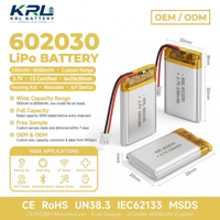 KRL 3,7V 1200mAh 603458 LiPo-Akku 6x34x58mm 500-Zyklus für TWS-Ohrhörer-Gehäuse Bluetooth-Headset Hohe Kapazität /CE KC Zertifiziert