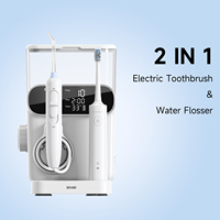 Alat Semprot Air Gigi dan Sikat Gigi Elektrik 2 in 1 Perawatan Mulut Tangki 1000ml 10 Mode Irigator Gigi untuk Keluarga