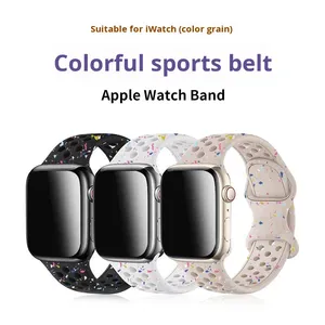Bracelet pour iWatch avec design à trous, boucle <span class=keywords><strong>papillon</strong></span> en silicone coloré, sportif et respirant - Product Image 2