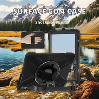 Étui rotatif en silicone noir pour tablette pour Microsoft Surface Go 4 Étui IPad à sangle de transport antichoc pour ordinateur portable