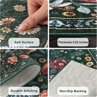 Grand tapis vert foncé motif papillon insecte, avec envers en caoutchouc, résistant aux taches, lavable, antidérapant, pour chambre d'enfant et décoration intérieure