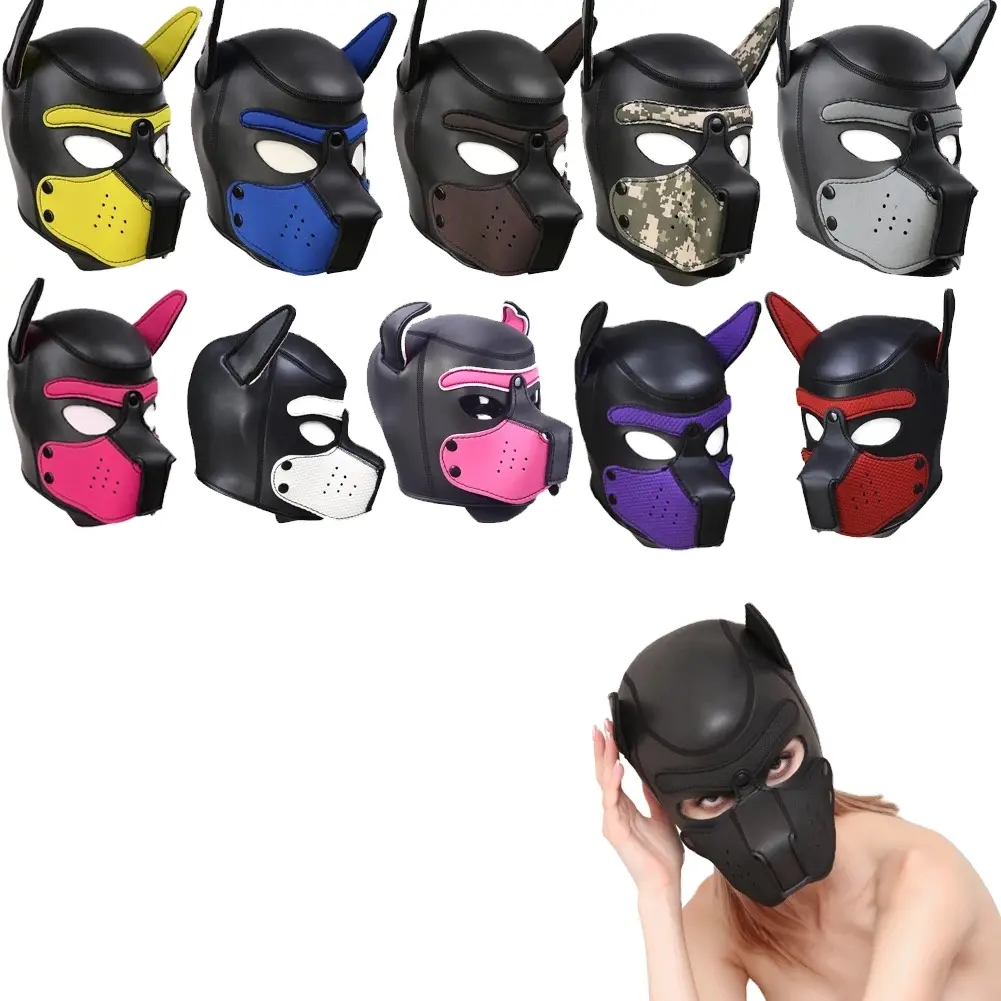 New Party Masks Dog Hood Mask Padded Latex Rubber Role Play Cosplay Full Head Ears Halloween Mask Sex Toy For Couples