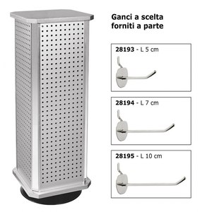 Espositore Girevole per Portachiavi 67cm in Metallo con Pannello Forato per Pubblicità e Uso in Negozio, Adesivo Logo Personalizzabile - Product Image 1