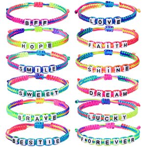 Pulseras de la Amistad Tejidas a Mano con Cuentas de Letras Inspiradoras: ARDIENTE, FE, SONRÍE, AMOR. Regalo <span class=keywords><strong>para</strong></span> Mamá, Hermana. - Product Image 3