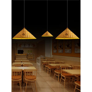 Lámpara colgante tejida de bambú, candelabro Led redondo E27 para catering, accesorio de iluminación de estilo del sudeste asiático - Product Image 2