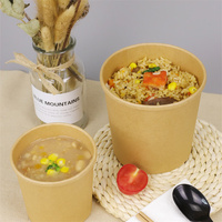 Vente en gros de bols en papier kraft brun recyclables, imprimés sur mesure, compatibles micro-ondes, compostables, pour collations, sucre, salades, déjeuners, avec couvercle portable