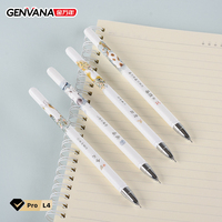 GENVANA OEM ODM Stylo Gel en Plastique à Pointe Aiguille 0,35 mm avec Logo Personnalisé, Corps Givré, Écriture Fluide, Motif Chat Floral, Idéal pour le Bureau et l'École