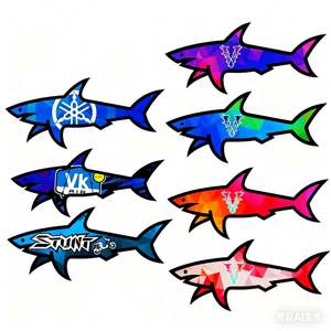 Autocollant de requin de dessin animé imperméable et écologique, vernis brillant, impression UV pour décorations de vacances - Gertrude CP Juillet - Product Image 3