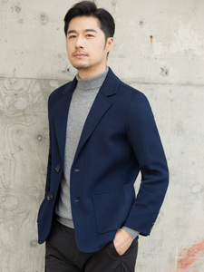 Manteau double face en cachemire Hommes Style <span class=keywords><strong>court</strong></span> 2025 Automne Hiver Nouveau Modèle 100% Laine Haut de Gamme Coupe ample Col en V - Product Image 2
