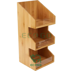 Estante de almacenamiento de taza K de madera de bambú, estante organizador de bolsas de té, soporte para cápsulas de café de 3 capas, estación de café de Bambú - Product Image 6