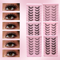 Vente en gros de sept paires de faux cils 3D, épaisseur 0,07 mm, faux vison pour logo personnalisé, cils entiers, aspect naturel, cils faits à la main