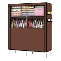 Armoire Portable Pliable et Imperméable pour Chambre à Coucher, Grande Garde-Robe Organisateur de Vêtements avec 4 Étagères de Rangement et 2 Sections de Suspension