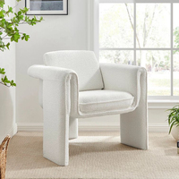Fauteuil d'appoint moderne en bouclette épaisse, avec accoudoirs en dalle crème et bord roulé, pour salon et hôtel, vente en gros, OEM, personnalisable