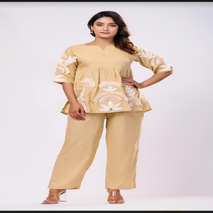 Ensemble coordonné imprimé de haute qualité, décontracté, en tissu 100% coton, robe pour femmes et filles, collection été au meilleur prix - Product Image 1