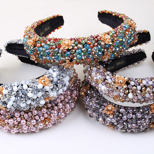 Hua Liyu Crystal <b>Beaded</b> <b>Headband</b> Sponge Women Bridal Hair Accessories European Baroque Style - Product Image 4