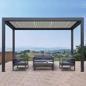 Modern Automatic Patio Gazebo Outdoor Arches Bioclimatic Aluminium Pergola Opening Louvred Roof