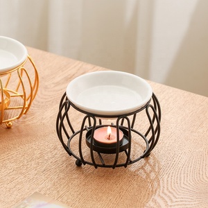 Yuyang Luxury Fragrance Home Decoration Black Metal Pumpkin Shape Ceramic Essential <b>Oil</b> Burner Wax Melt Warmer - Product Image 6