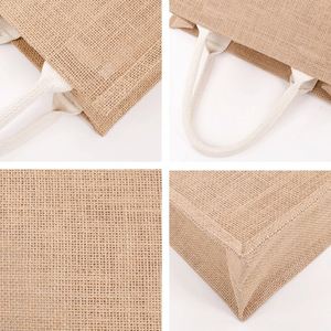 ถุงผ้าลินินสำหรับช้อปปิ้งเป็นมิตรต่อสิ่งแวดล้อมถุงผ้าปอกระเจาผ้าพิมพ์โลโก้ได้ตามต้องการ - Product Image 6