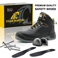 Bottes de sécurité en cuir Tiger Master pour hommes, embout en acier, anti-perforation, antistatiques, antidérapantes, résistantes à l'huile, pour la construction et l'industrie
