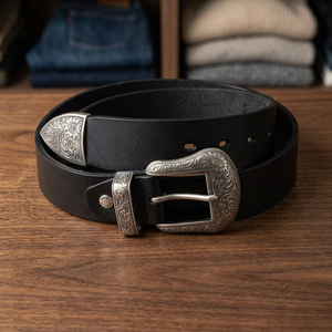 Ceinture en cuir de vachette véritable à boucle ardillon vintage, très vendue, pour hommes, longueur personnalisable, boucle carrée en acier, directement de l'Uttar Pradesh - Product Image 1