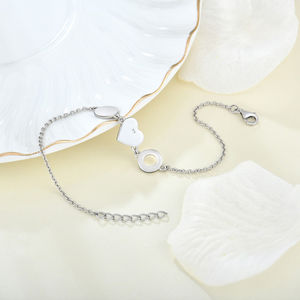 <span class=keywords><strong>Bracelet</strong></span> à breloques en forme de cœur en <span class=keywords><strong>argent</strong></span> sterling 925 plaqué rhodium, chaîne à maillons géométriques minimalistes, bijoux ajustables, cadeau pour femmes - Product Image 4