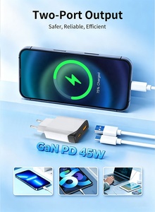 Cargador de Pared HNT 20W/30W/45W, Cargador USB C GaN Ultrafino de 2 Puertos para Mac <span class=keywords><strong>Book</strong></span>, 1C1A o 2C para <span class=keywords><strong>Samsung</strong></span> S25 S24 S23 S22 - Product Image 4